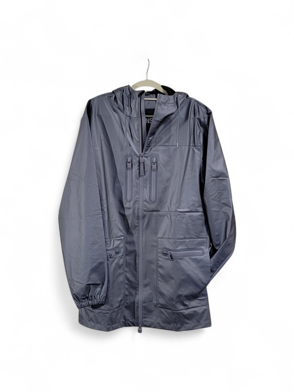 Rains Men's Cargo Long W3 Hooded Raincoat